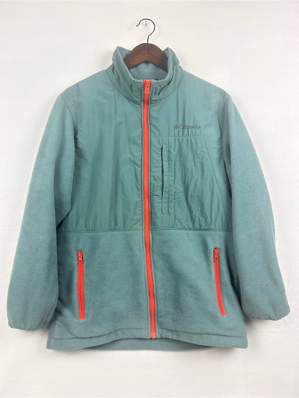 Columbia Women’s Fleece Jacket Teal Coral Full Zip Outdoor Medium